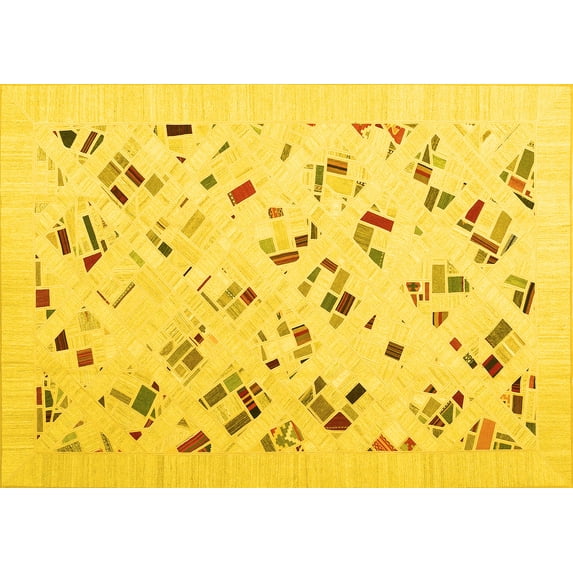 Ahgly Company Indoor Rectangle Solid Yellow Modern Area Rugs, 3' x 5'