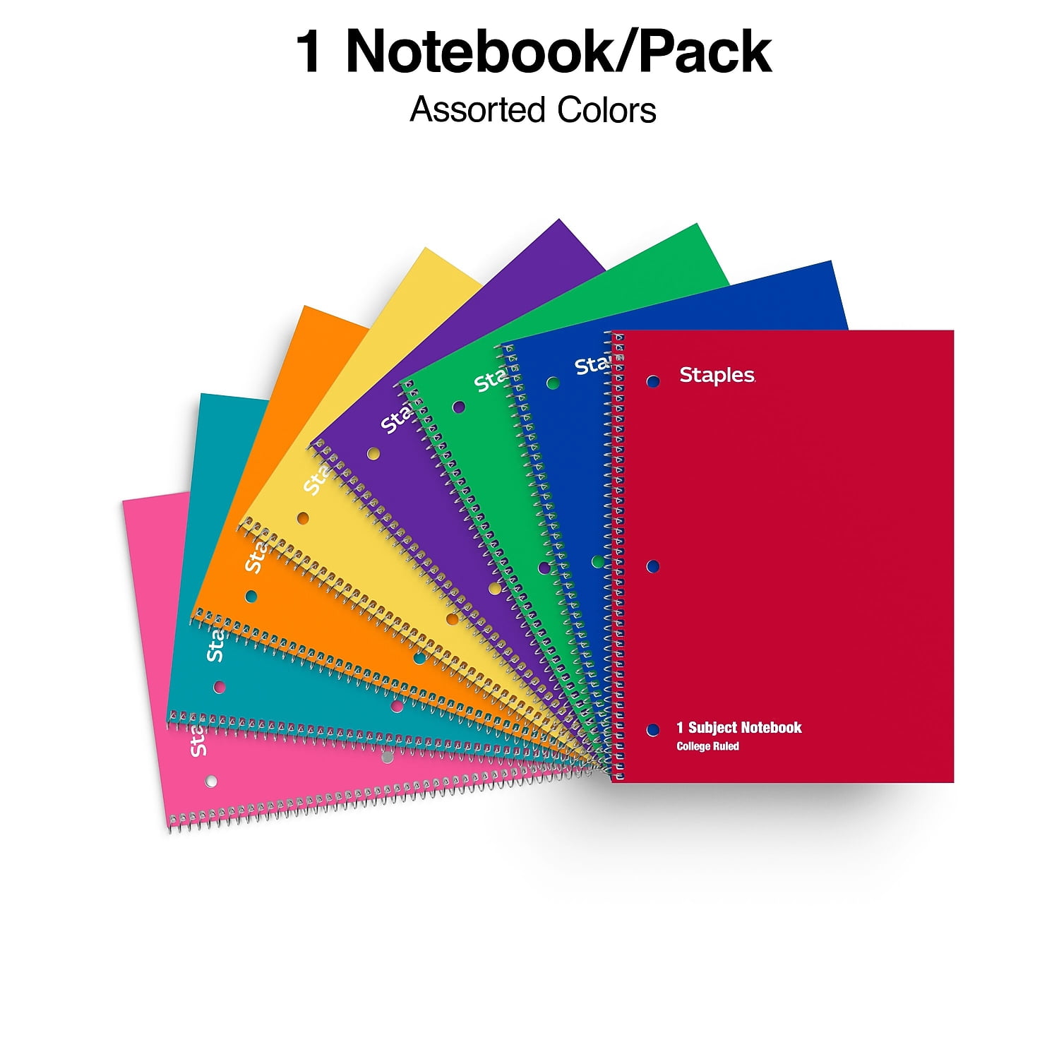 Staples 1 Subject Notebook 8" x 10-1/2" College Ruled 48 pack 27498CT