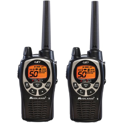 Midland X-TALKER 36 Channel FRS Two-Way Radio Long Range Walkie Talkie Black/Yellow, 2-Pack & NOAA Weather Scan Alert 121 Privacy Codes 