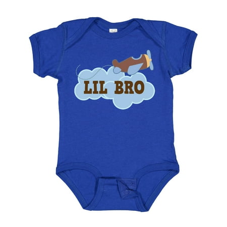 

Inktastic Lil Bro Airplane Boys Pilot Brother Gift Baby Boy Bodysuit