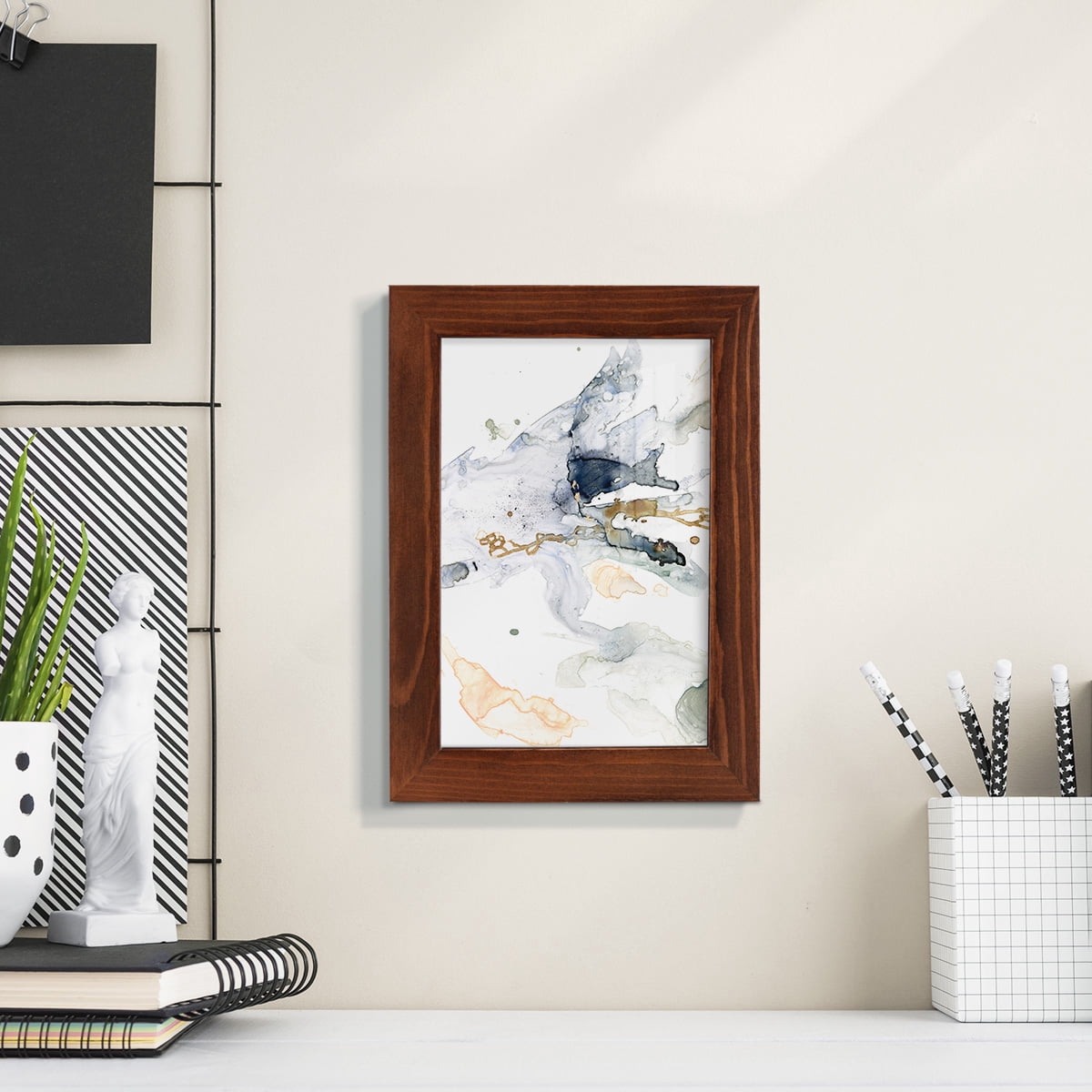 Organic Interlace II -Framed Print w/glass-Chestnut