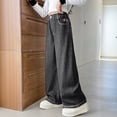 thumbnail image 2 of SGMVNU Girls' Casual Denim Pants Loose Fit Elastic Waist Fashion Wide Leg Jeans for Little and Girls Daily Wear, Size 9-10 Years, Black, 2 of 7