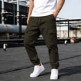 thumbnail image 2 of Hurxie Mens Cargo Pants Casual Joggers Hiking Pants Loose Straight Athletic Workout Sweatpants with Pockets Green,XL, 2 of 7