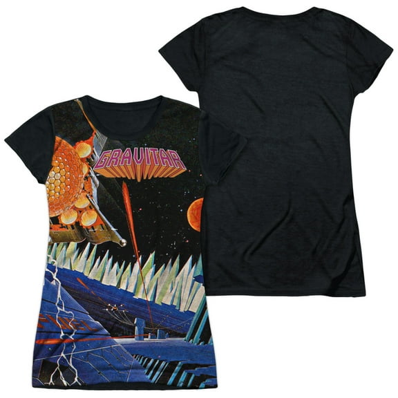 Atari - Gravitar - Juniors Teen Girls Black Back Sleeve Shirt - X-Large