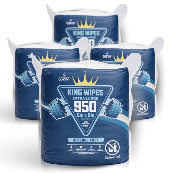 Tazza Gym Equip Wipes, 4 x 950 Count (3800 Total Wipes) - Durable, Pre-Saturated Gym Equipment & Surface Cleaning Wipes