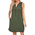 thumbnail image 2 of Pisexur Robe Sans Manches Col en V Mode Femme Couleur Unie Confortable avec Poches, 2 of 5