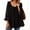 Black#1, variant on Fesfesfes Women's Casual Blouses Fashion Flowy Pleated Hem Classic Round-Neck Thress-Quarter Sleeves T-shirt for Daily Summer Outings Wear (Army Green,L)