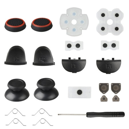 Conductive Rubber Pads for PS4, TSV 20 in 1 Full Button Replacement Parts and Repair Tools Kit Fit for Sony Playstation 4 PS4 Controller w/ Thumbsticks, L2 R2 L1R1 Triggers, ABXY Buttons, D-pad
