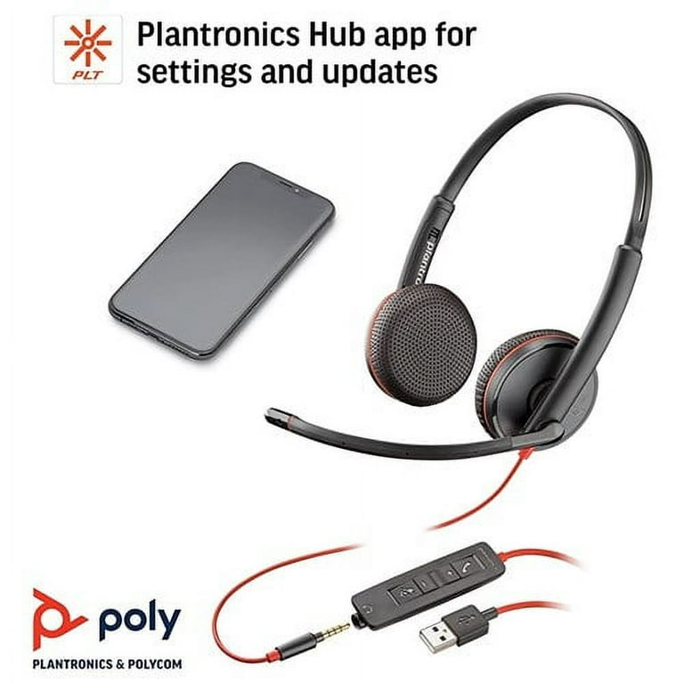 Auriculares Plantronics Blackwire C3225/ con Micrófono/ Jack 3.5/ USB/  Negros