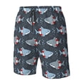 thumbnail image 6 of Uemuo Shark Wearing Swim Ring Pattern Men's Swim Trunks Hawaiian Beach Bathing Suit Swimsuits Beach Quick-Dry Shorts with Pockets-XX-Large, 6 of 9