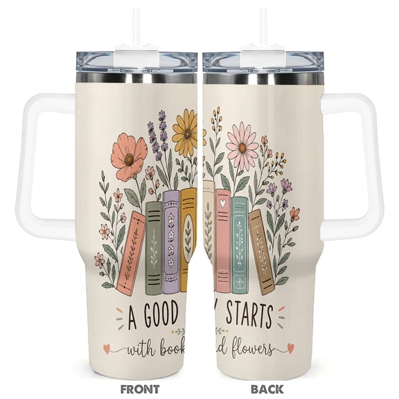 Book Lover 40oz Travel Tumbler Cup With Lid And Straw For Reading And Coffee