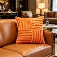 thumbnail image 4 of Housse de Coussin à Rayures Unies Assemblée, Polyester Doux, Housse de Coussin Rectangulaire, Déco Maison, Orange, JKODE, 4 of 6