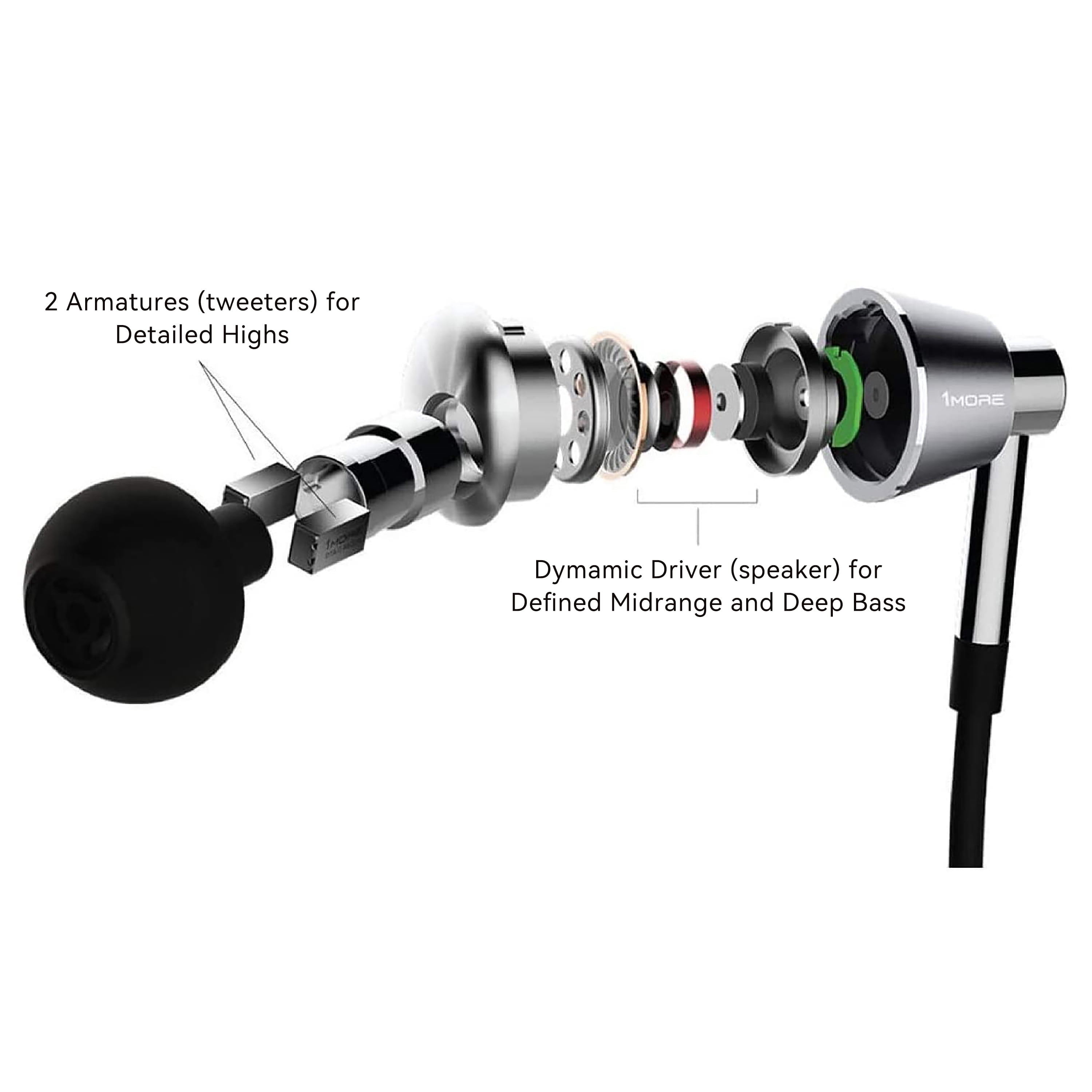 1MORE Triple-Driver Wired in-ear Earbuds Headphones with Microphone, 3.5mm Audio Jack, Silver