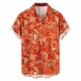 thumbnail image 4 of Summer Vacation Mens Short Sleeve Button Down Shirts Lightweight Casual Funny Print Top Orange XXXXL, 4 of 5