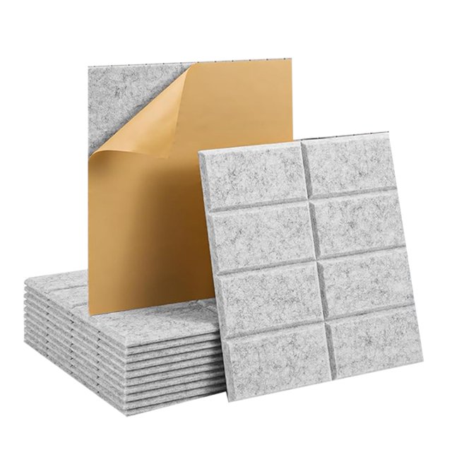 Paquete de 12 Paneles Acústicos Autoadhesivos de Espuma Insonorizante de Alta Densidad para , Puertas y Oficinas en Casa, Color Gris Plateado.