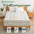thumbnail image 4 of Puredown White Goose Feather Mattress Topper 3 Inch Organic Cotton Twin Queen King, 4 of 9