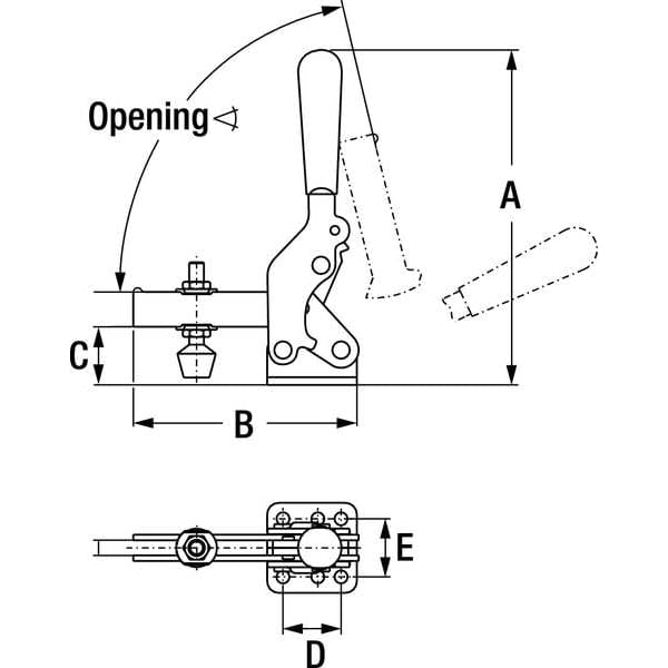 De-Sta-Co Toggle Clamp,Vert Hold,1000 Lb,H 7.17 2007-U