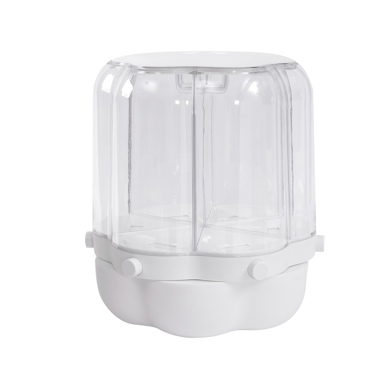 12.5kg/28lbs Rice Dispenser, 6 Grid 360° Rotating Rice Container Cereal Dispenser with Lid, Grain Storage Organizer Holder for Kitchen Countertop Dry Food, White