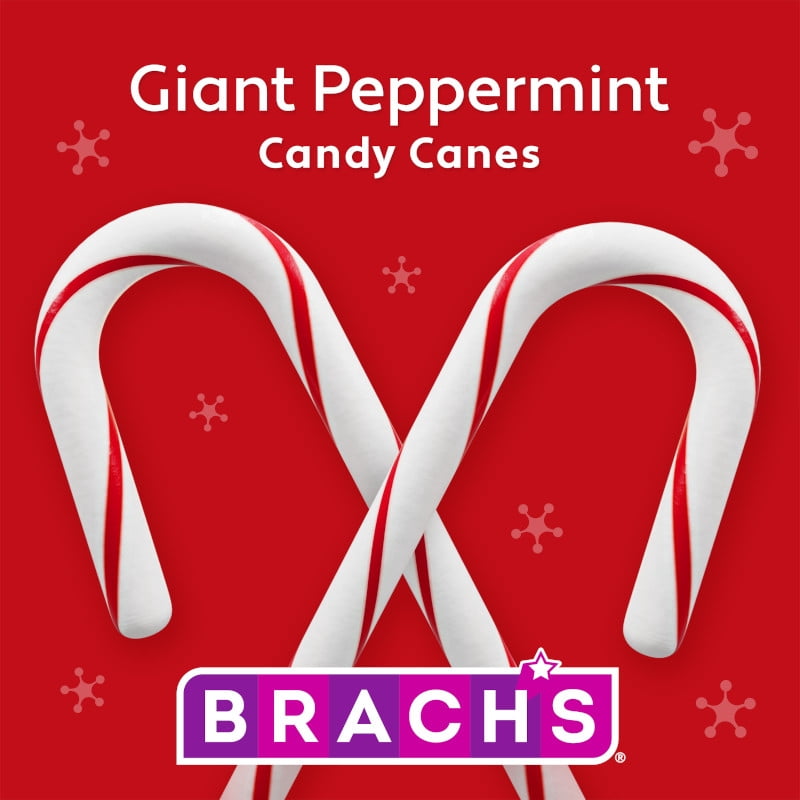 (2 pack) Brach's Giant Peppermint Holiday Candy Canes, Christmas Candy, 15 oz, 6 Count Box