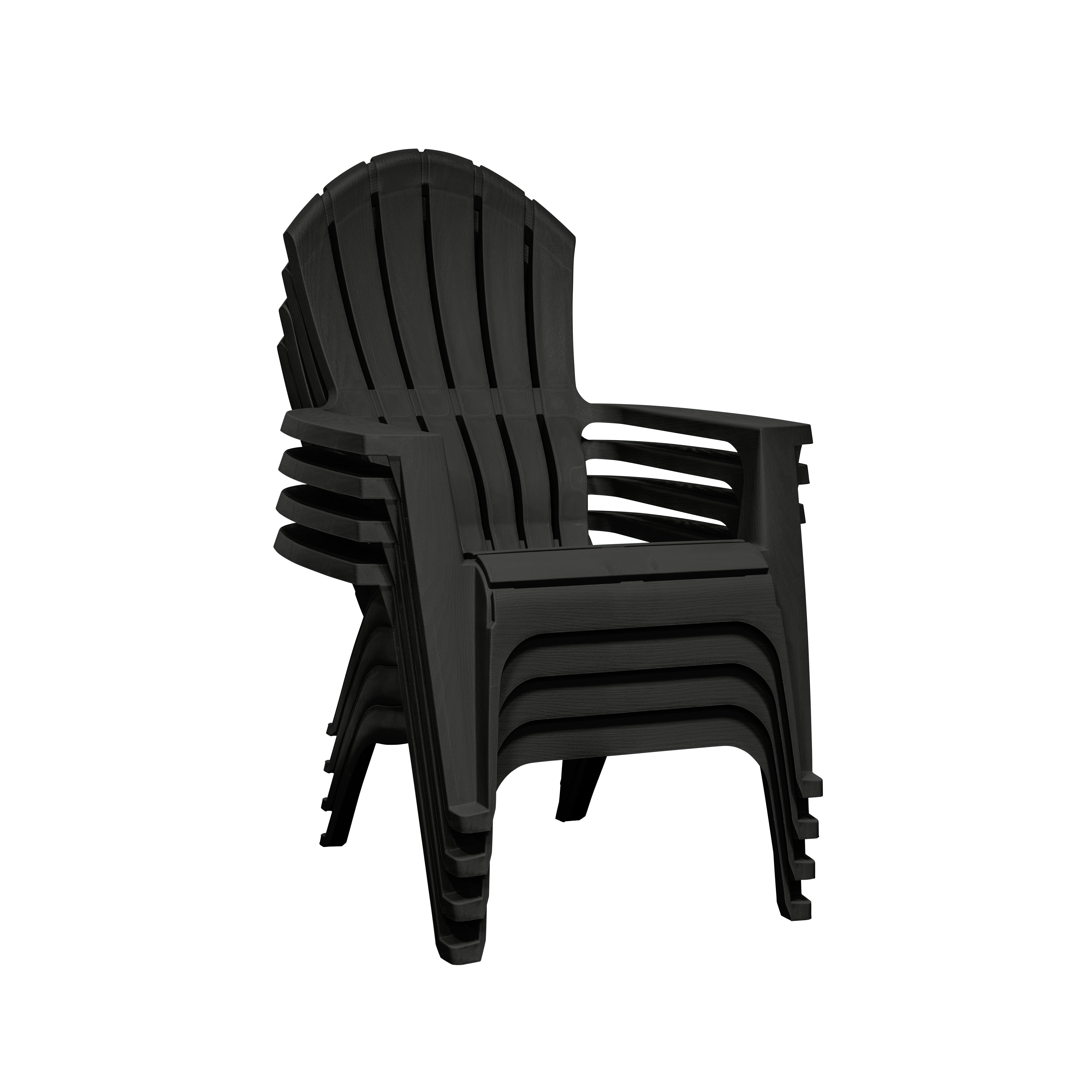 (4 pack) Real Comfort Outdoor Resin Stackable Adirondack Chair, Black
