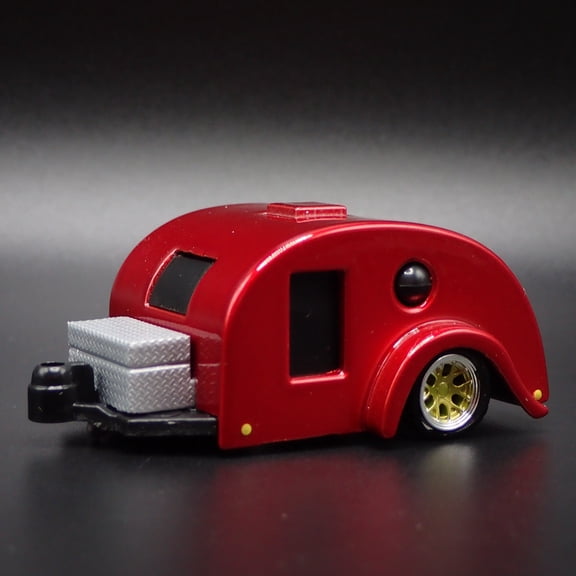 Open Box TEARDROP TRAVEL TRAILER CAMPER CANNED HAM W HITCH 1:64 SCALE DIORAMA MODEL CAR