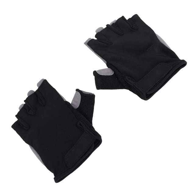 SHOCK ABSORBING BREATHABLE HALF FINGER CYCLING GLOVES FOR MOUNTAIN ROAD BIKING BLACK