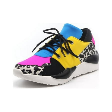 

Cape Robbin Dreamland Multi Color Mix Lace Up Bright Chunky Fashion Sneaker (6.5)