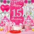 thumbnail image 4 of Set de Decoración para Fiesta TSVATE Rosa para el 15º Cumpleaños de Niñas, 4 of 7
