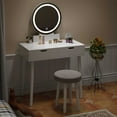 thumbnail image 2 of 31.5" Vanity Desk with Stool, Makeup Table with 2 Drawers, Makeup Vanity Desk with Touch Light Mirror, White, 2 of 6