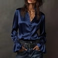 thumbnail image 2 of Womens Summer Tops, Duoif Dress Shirt, Long Sleeve Formal Wear Shirts for Women Dark Blue L, 2 of 5