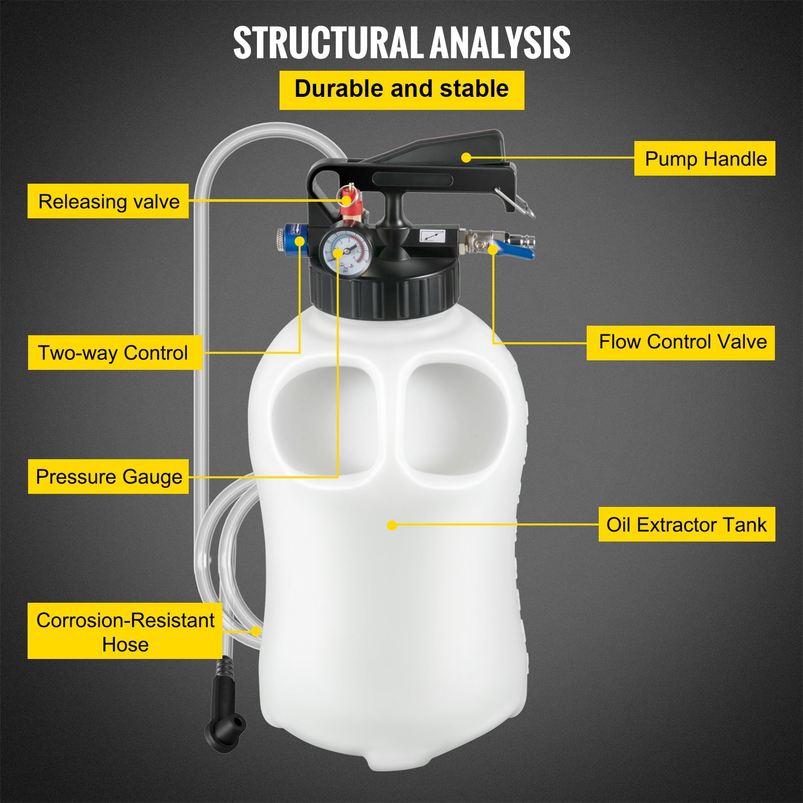 KFFKFF Manual 2-Way ATF Refill Pump, Oil & Liquid Extractor with 10L Capacity, Includes Auto Transmission Fluid Pump Tool Kit & 14 ATF Filler Adapters