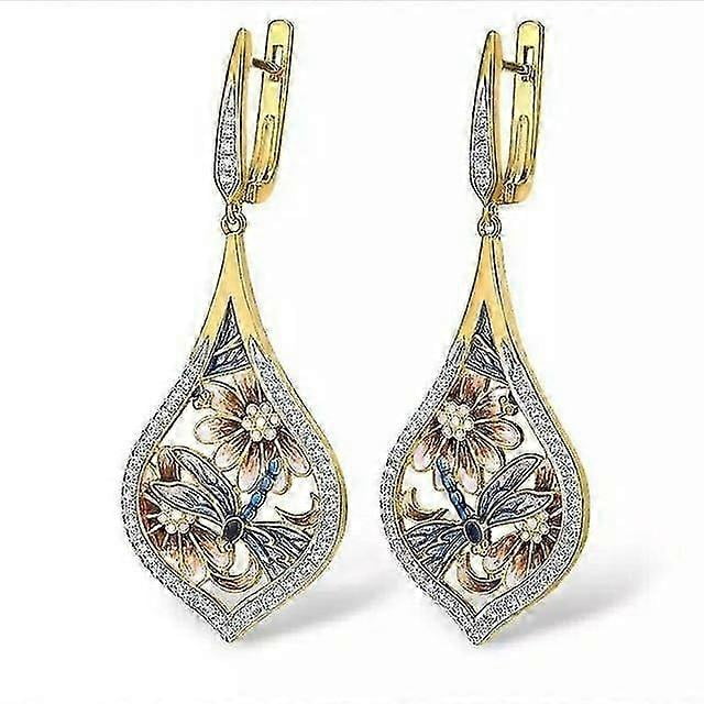 Luxury Temperament Drop -Shaped Ntural Gemstone Popular Jewelry Diamond -Set Zircon Dangle Earrings For Women Gift