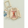thumbnail image 2 of Qmyliery Toddler Baby Rompers Letter Print Western Cowboy Casual Long Sleeve Sweatshirt Jumpsuit for Newborn Girl Boy,0-24 Months, 2 of 8