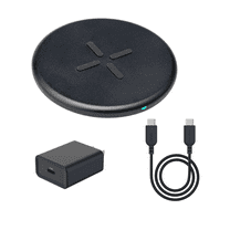 onn 10W Wireless Charging Pad,Qi Certified, with 5ft C-C Cable and Wall Adapter, Black