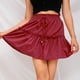 thumbnail image 2 of Gibobby faldas para niña corta de moda para mujer Falda sólida elástica de cintura alta(Vino, M), 2 of 5