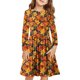 thumbnail image 2 of Odeerbi Niñas Gradient Striped A-Line Vestido de Manga Larga Skater Vestido Retro Vintage Stretchy Escuela Recital Twirly Vestido, 2 of 5