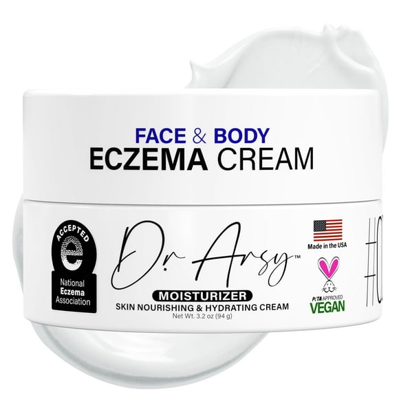 Dr. Arsy Eczema Cream | Ultra-Rich | Clinically Tested | Skin Repair | Redness Relief | Face & Body | Vegan | Safe for All | Made in the USA | 3.2 oz