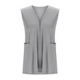 thumbnail image 5 of Clearance under 10$ Sevevn Plus Size Woman Solid Color Cardigan Pocket Sleeveless Tops Blouse T-Shirt Summer Deals Gray XXL, 5 of 7