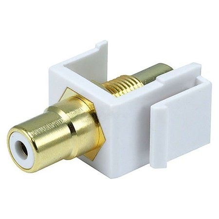 UPC: 0844660065500 | Monoprice Modular RCA Coupler Keystone Jack w/White Center – White