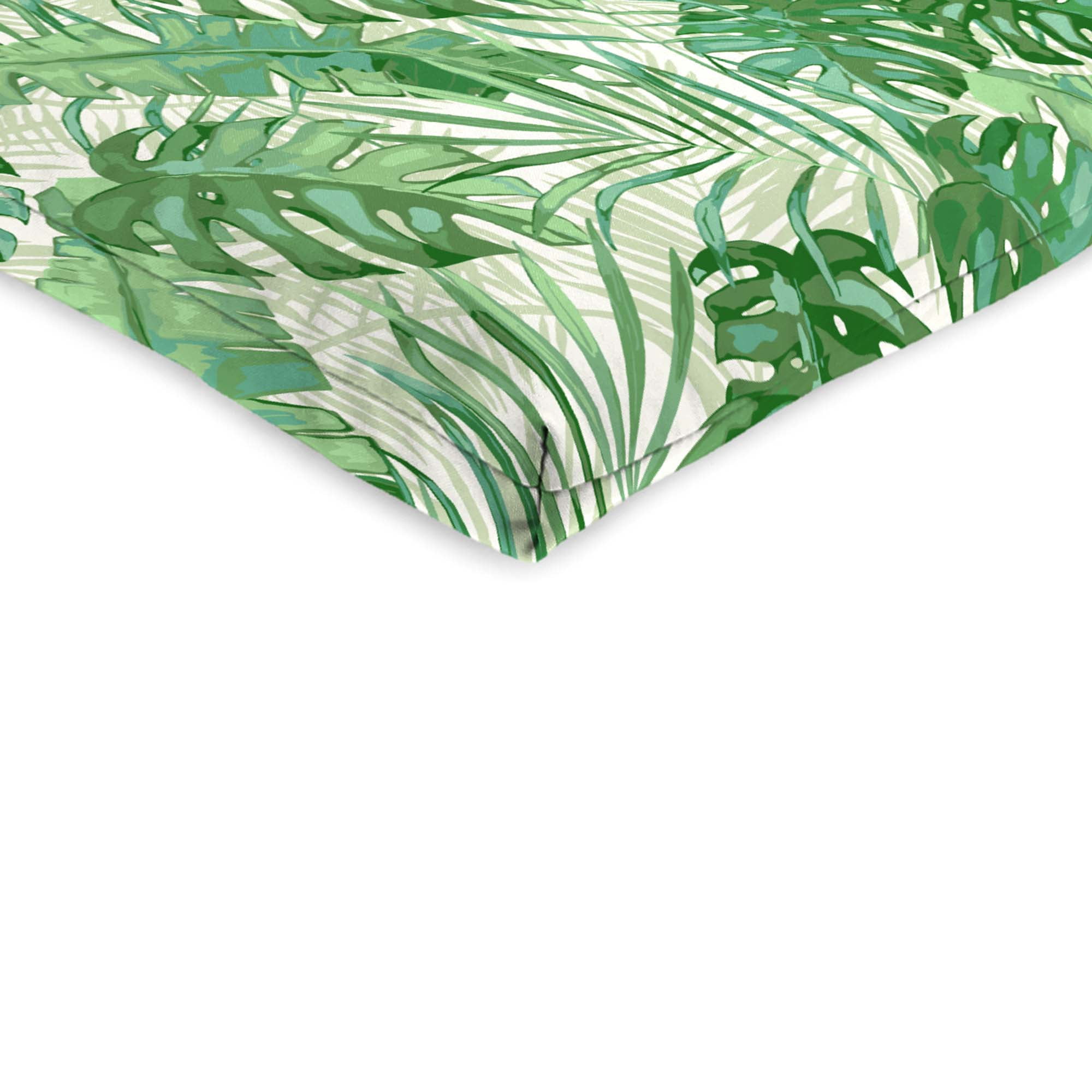 Jordan Manufacturing 44" x 21" Bryann Tortoise Green Tropical Rectangular Outdoor Chair Cushion with Ties and Hanger Loop