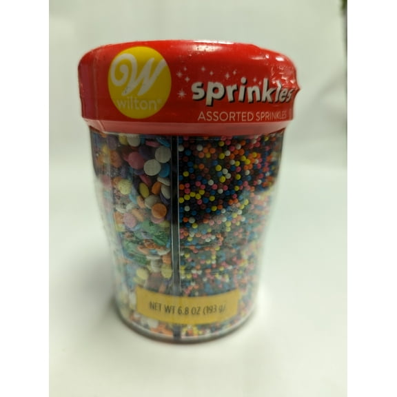 Wilton 3 Cell Rainbow Multicolor Assorted Sprinkles with Turning Lid 6.8 oz