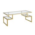 thumbnail image 1 of Henn&Hart Metal Hollywood Gold Coffee Table with Glass Top, 1 of 6