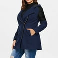 thumbnail image 5 of IROINNID Women's Comfy Mid-Length Coat Solid Color Zip Up Long Sleeve Outwear, Navy, 5 of 9