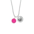 thumbnail image 2 of Delight Jewelry Silvertone Small Hot Pink Enamel Disc Silvertone Script Initial Disc - W - Charm Necklace, 20"+3", 2 of 4