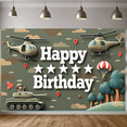 thumbnail image 2 of Camouflage Design Birthday Banner Army Theme Helicopter Motif Tank Graphic Adventure for Kids Party Celebration Outdoor Venue Event Background, 2 of 9