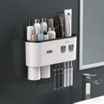 thumbnail image 3 of Soporte de adsorción magnética para cepillo de dientes, dispensador de pasta de dientes Automático Doble montado en la pared, estante, accesorios de baño, 3 of 4