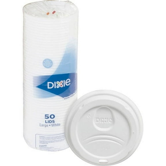 Dixie Large Hot Cup Lids by GP Pro - Dome - Plastic - 50 / Pack - White | Bundle of 2 Packs