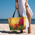 thumbnail image 3 of Wukai Rose Psychedelic Print Zipper Bag,large Beach Tote Bag,Waterproof Sandproof Bag,Grocery and Picnic Tote Travel Bag, 3 of 5