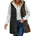 thumbnail image 3 of NAYTOAO Women Long Puffer Vest: Fall Zip up Reversible Fleece Jacket Winter Warm Sleeveless Hooded Coat with Pockets, 3 of 9