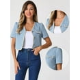 thumbnail image 2 of DARING DIVA Women's Contrast Trim Jacket Single Breasted Blazer XS Light Blue, 2 of 6